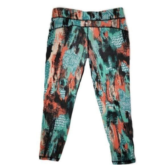 Everlast Womens Capri Leggings XL Multicolor Abstract Print 95% Cotton 5% Spande - Picture 2 of 3